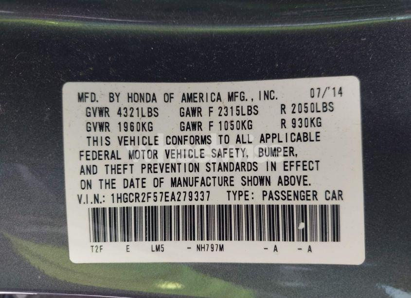 Photo 9 of 2014 Honda Accord SPORT (VIN 1HGCR2F57EA279337)