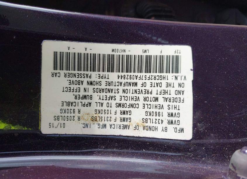 Photo 9 of 2015 Honda Accord SPORT (VIN 1HGCR2F57FA092844)