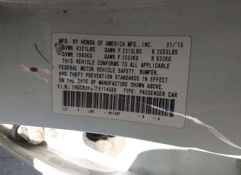 Photo 9 of 2015 Honda Accord SPORT (VIN 1HGCR2F57FA114566)