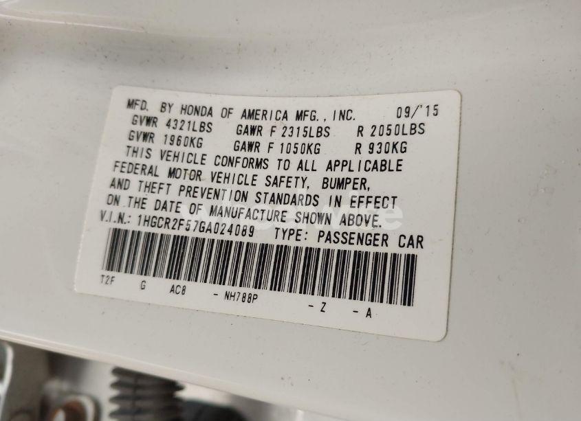 Photo 9 of 2016 Honda Accord SPORT (VIN 1HGCR2F57GA024089)