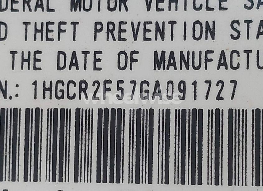 Photo 9 of 2016 Honda Accord SPORT (VIN 1HGCR2F57GA091727)