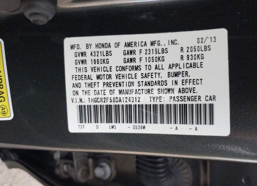 Photo 9 of 2013 Honda Accord SPORT (VIN 1HGCR2F58DA124312)