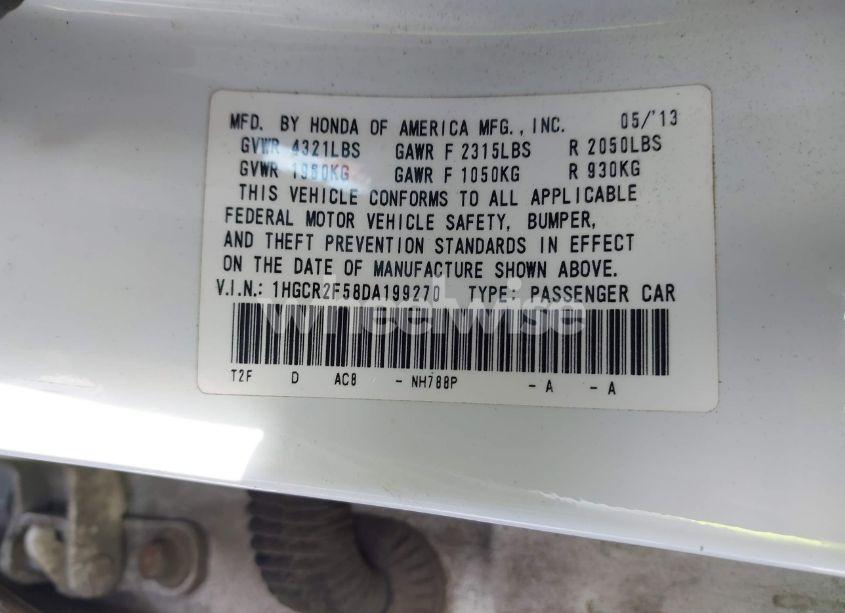 Photo 9 of 2013 Honda Accord SPORT (VIN 1HGCR2F58DA199270)