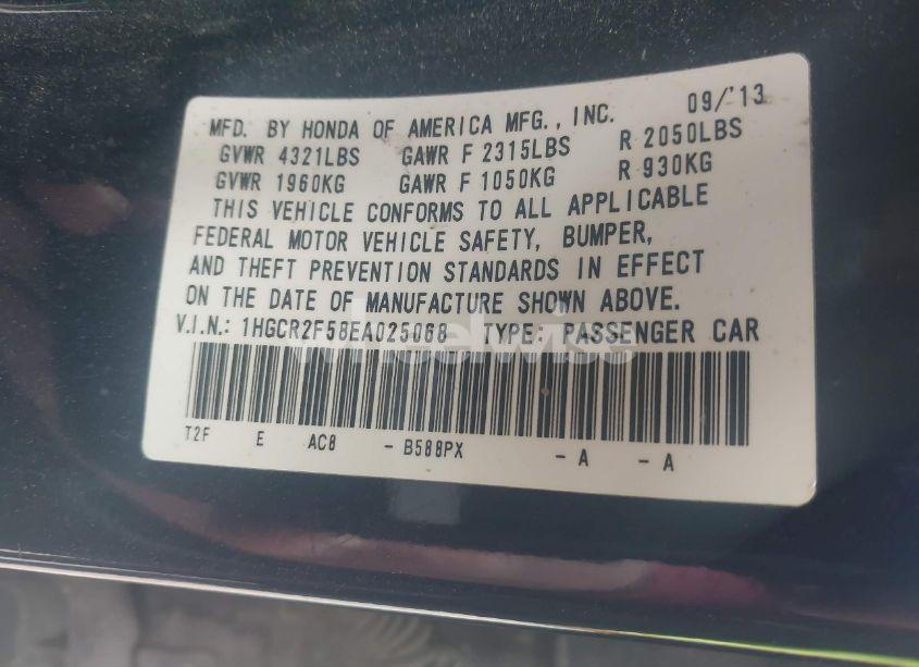 Photo 9 of 2014 Honda Accord SPORT (VIN 1HGCR2F58EA025068)