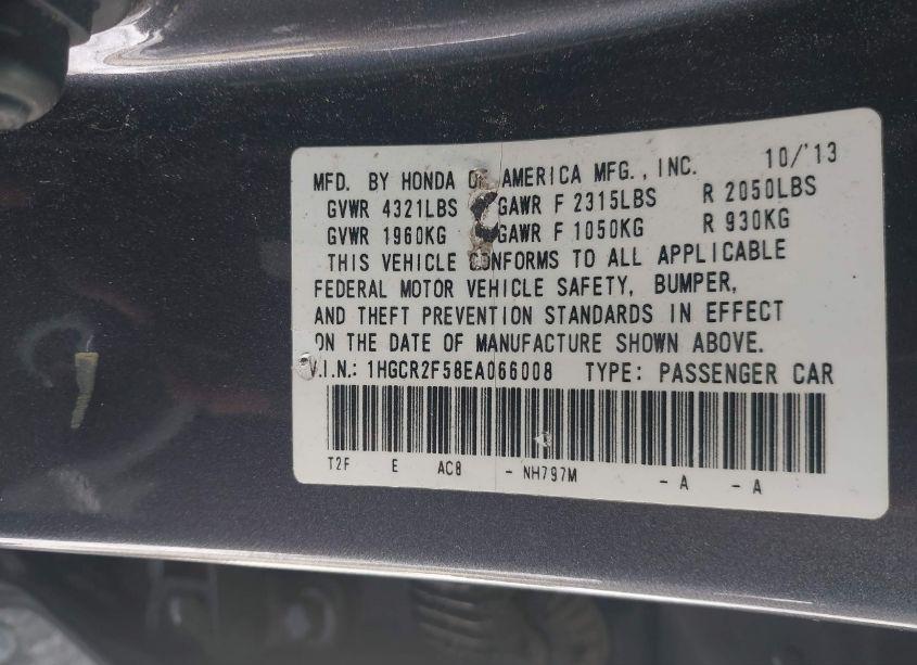 Photo 9 of 2014 Honda Accord SPORT (VIN 1HGCR2F58EA066008)
