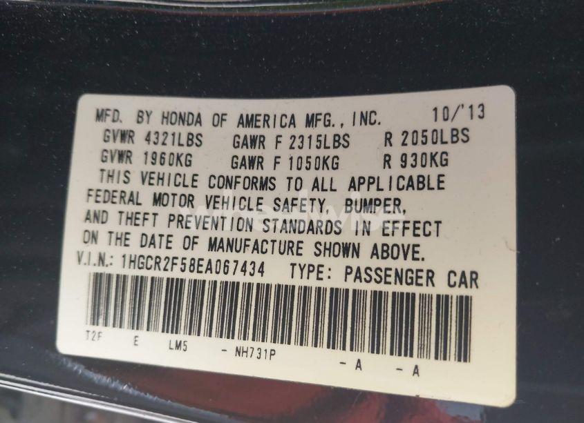 Photo 9 of 2014 Honda Accord SPORT (VIN 1HGCR2F58EA067434)