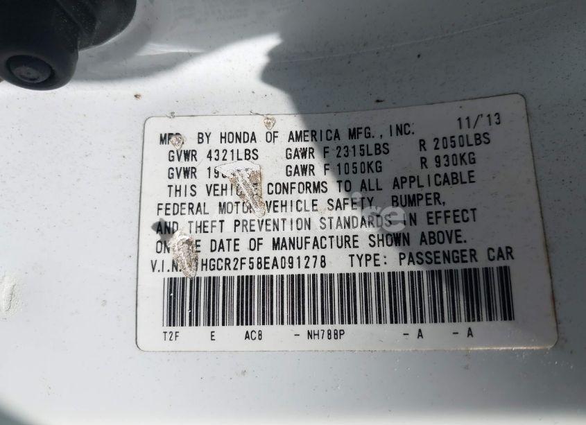 Photo 9 of 2014 Honda Accord SPORT (VIN 1HGCR2F58EA091278)