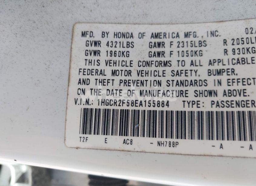 Photo 9 of 2014 Honda Accord SPORT (VIN 1HGCR2F58EA155884)