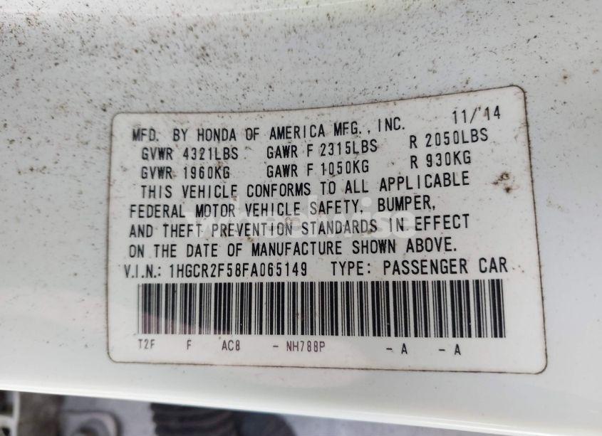 Photo 9 of 2015 Honda Accord SPORT (VIN 1HGCR2F58FA065149)