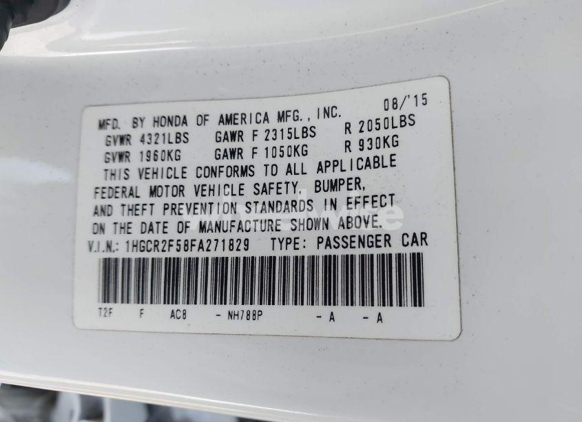 Photo 9 of 2015 Honda Accord SPORT (VIN 1HGCR2F58FA271829)