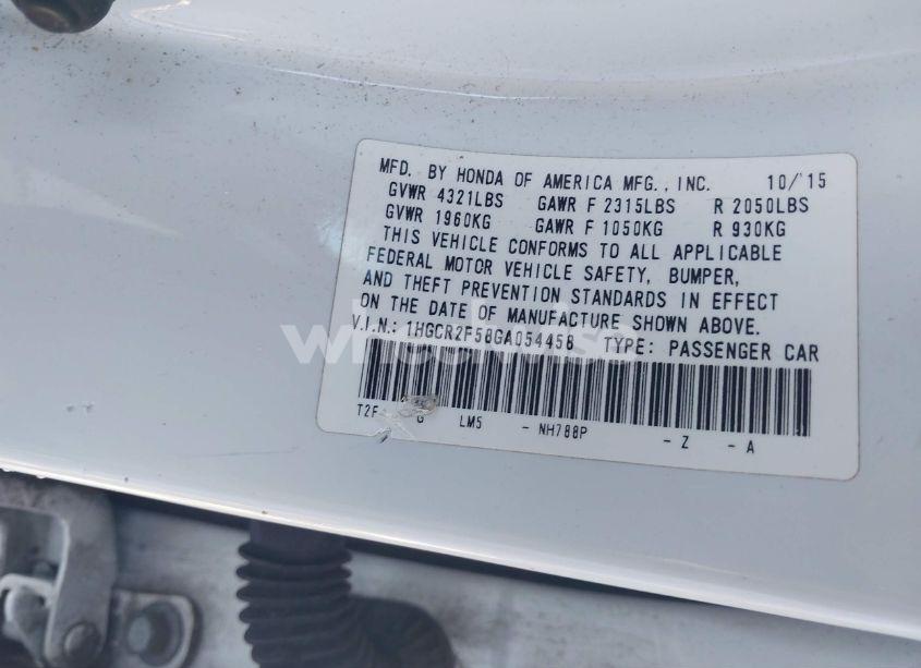 Photo 9 of 2016 Honda Accord SPORT (VIN 1HGCR2F58GA054458)