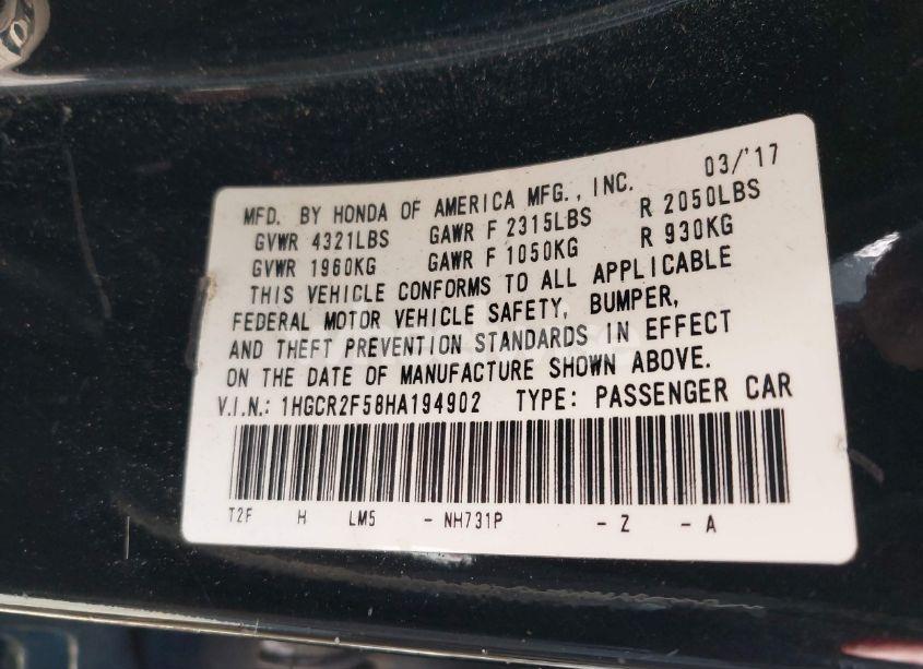 Photo 9 of 2017 Honda Accord SPORT (VIN 1HGCR2F58HA194902)