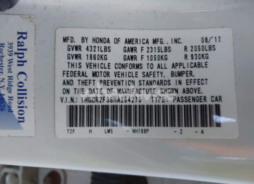 Photo 9 of 2017 Honda Accord SPORT (VIN 1HGCR2F58HA284275)