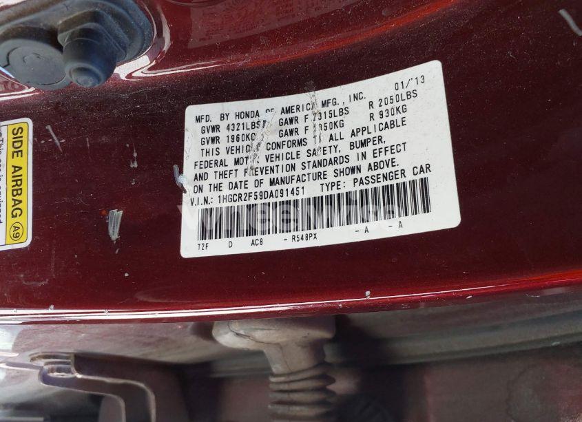 Photo 9 of 2013 Honda Accord SPORT (VIN 1HGCR2F59DA091451)