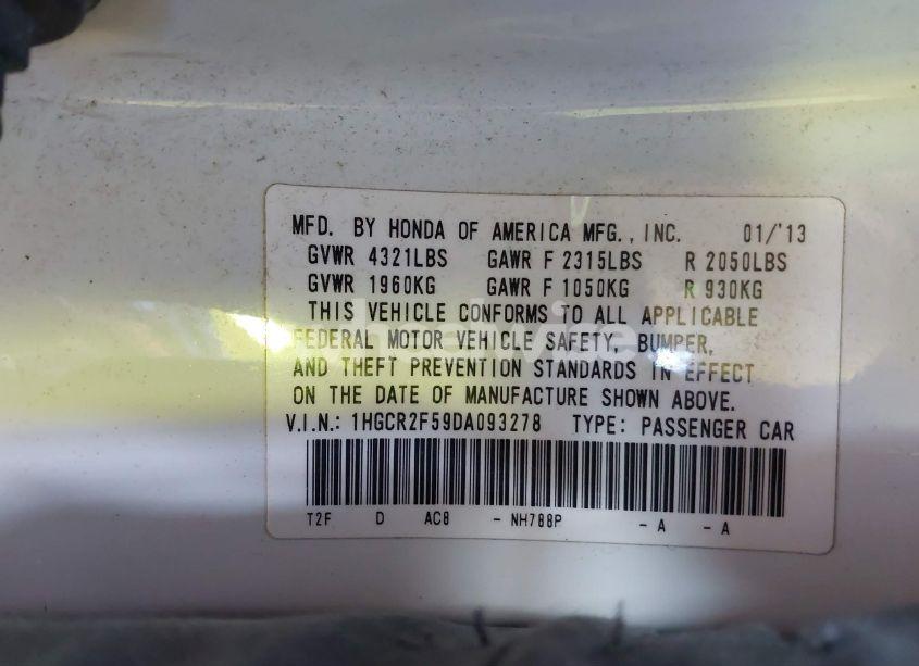 Photo 9 of 2013 Honda Accord SPORT (VIN 1HGCR2F59DA093278)