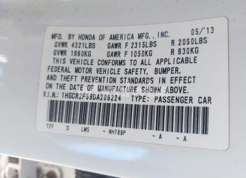 Photo 9 of 2013 Honda Accord SPORT (VIN 1HGCR2F59DA209224)