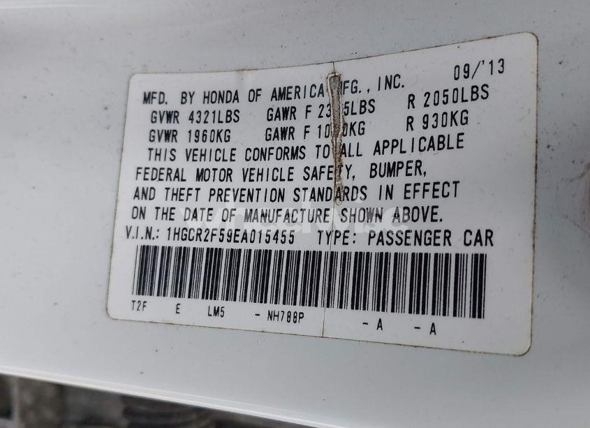 Photo 9 of 2014 Honda Accord SPORT (VIN 1HGCR2F59EA015455)