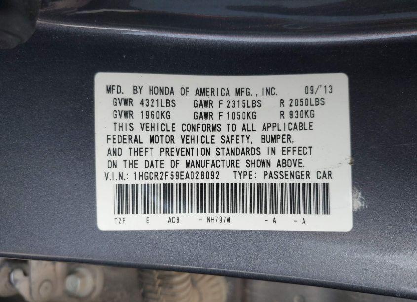 Photo 9 of 2014 Honda Accord SPORT (VIN 1HGCR2F59EA028092)