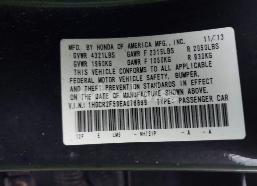 Photo 9 of 2014 Honda Accord SPORT (VIN 1HGCR2F59EA076899)