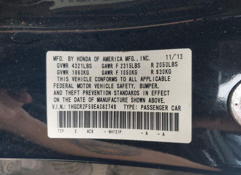 Photo 9 of 2014 Honda Accord SPORT (VIN 1HGCR2F59EA082749)