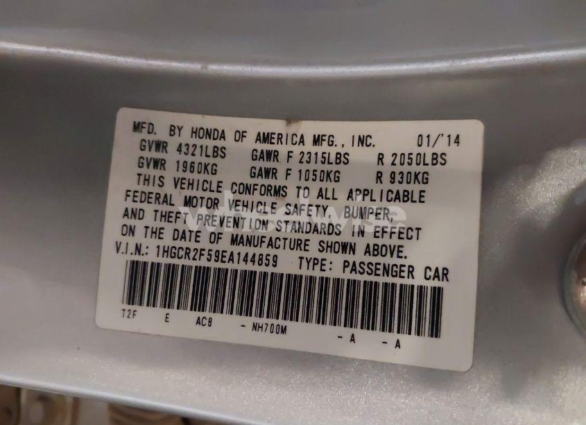 Photo 9 of 2014 Honda Accord SPORT (VIN 1HGCR2F59EA144859)