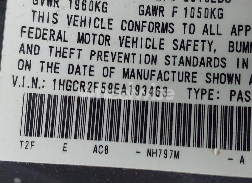 Photo 9 of 2014 Honda Accord SPORT (VIN 1HGCR2F59EA193463)