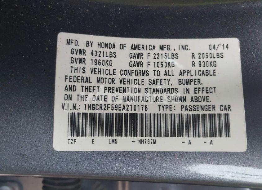 Photo 9 of 2014 Honda Accord SPORT (VIN 1HGCR2F59EA210178)