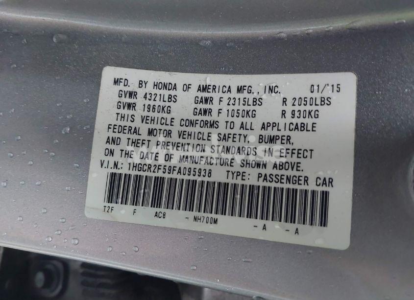 Photo 9 of 2015 Honda Accord SPORT (VIN 1HGCR2F59FA095938)