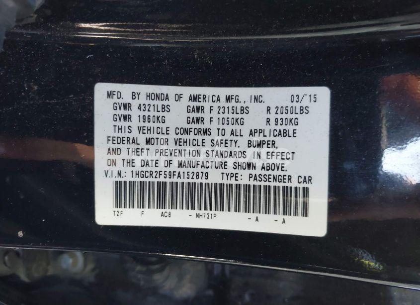 Photo 9 of 2015 Honda Accord SPORT (VIN 1HGCR2F59FA152879)