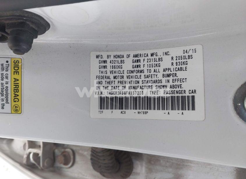 Photo 9 of 2015 Honda Accord SPORT (VIN 1HGCR2F59FA157208)