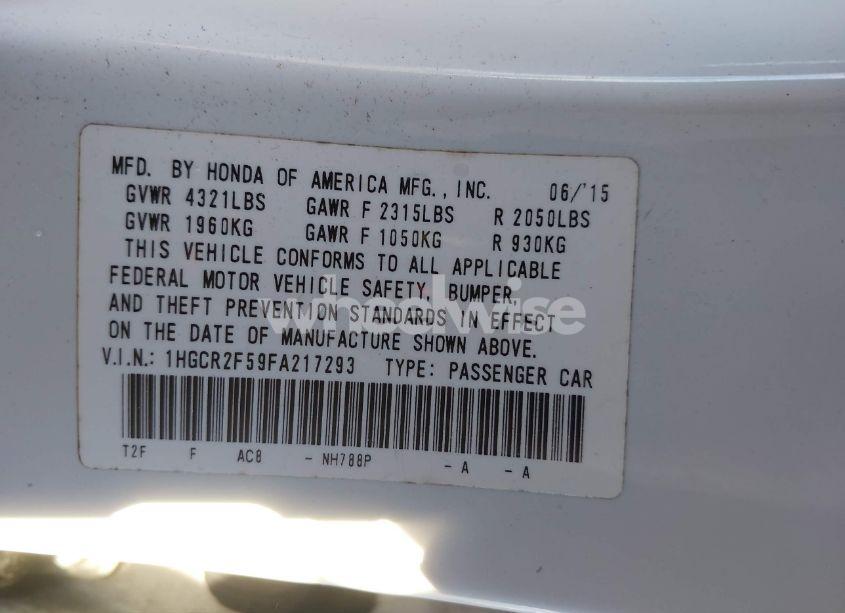 Photo 9 of 2015 Honda Accord SPORT (VIN 1HGCR2F59FA217293)