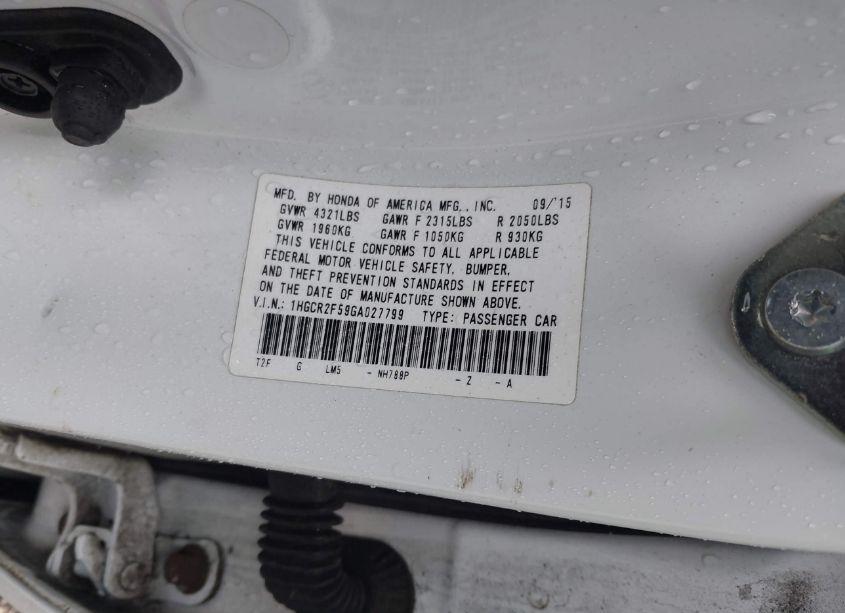 Photo 9 of 2016 Honda Accord SPORT (VIN 1HGCR2F59GA027799)