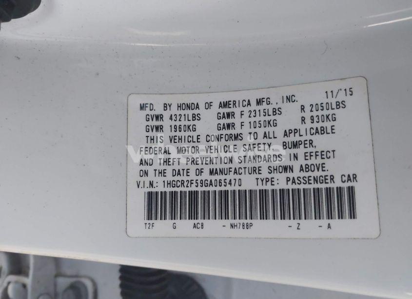 Photo 9 of 2016 Honda Accord SPORT (VIN 1HGCR2F59GA065470)