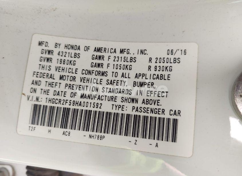 Photo 9 of 2017 Honda Accord SPORT (VIN 1HGCR2F59HA001592)