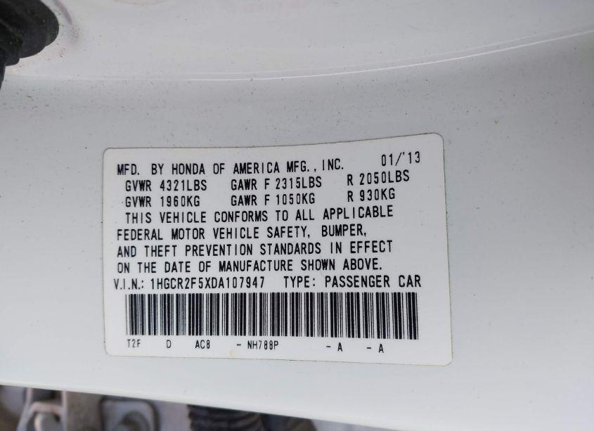 Photo 9 of 2013 Honda Accord SPORT (VIN 1HGCR2F5XDA107947)