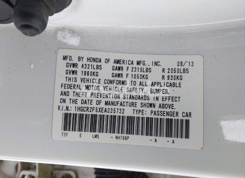 Photo 9 of 2014 Honda Accord SPORT (VIN 1HGCR2F5XEA035732)