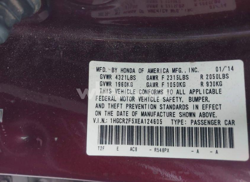 Photo 9 of 2014 Honda Accord SPORT (VIN 1HGCR2F5XEA124605)