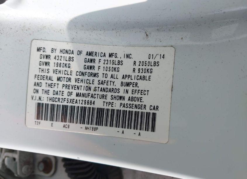 Photo 9 of 2014 Honda Accord SPORT (VIN 1HGCR2F5XEA129884)