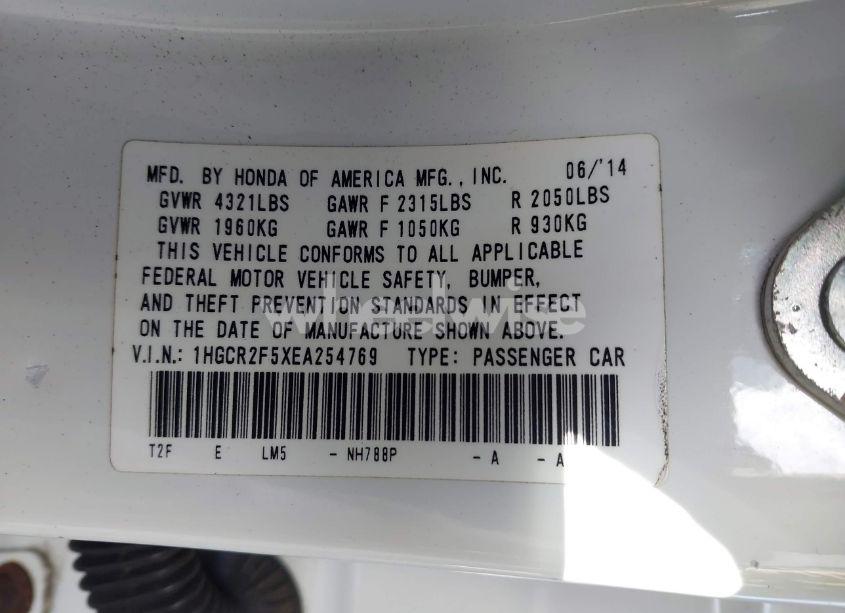 Photo 9 of 2014 Honda Accord SPORT (VIN 1HGCR2F5XEA254769)