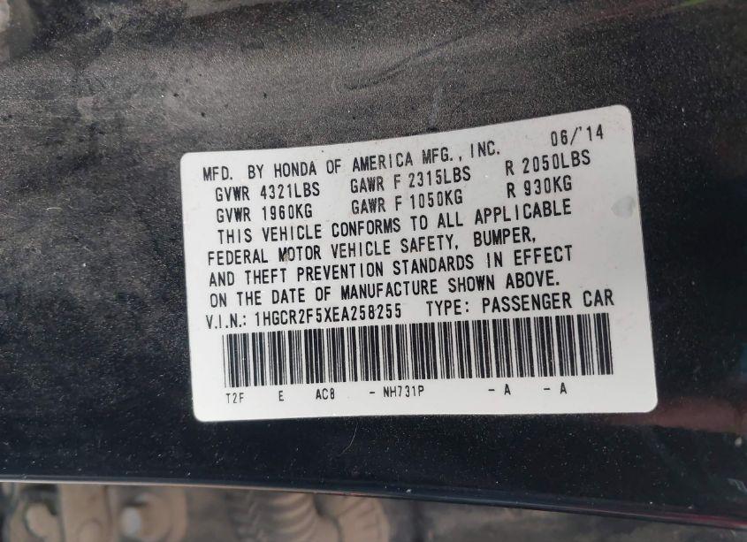 Photo 9 of 2014 Honda Accord SPORT (VIN 1HGCR2F5XEA258255)