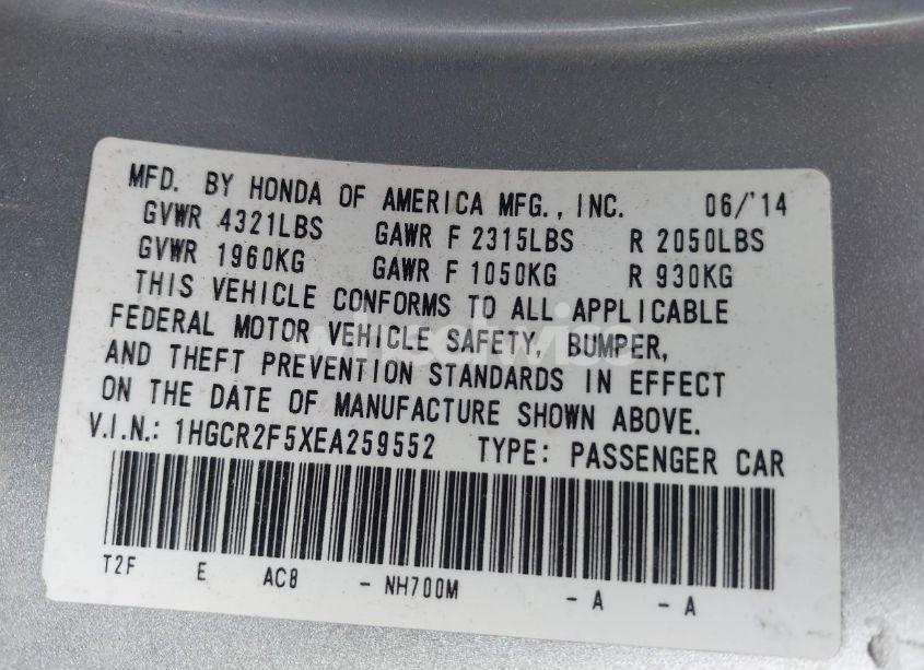 Photo 9 of 2014 Honda Accord SPORT (VIN 1HGCR2F5XEA259552)