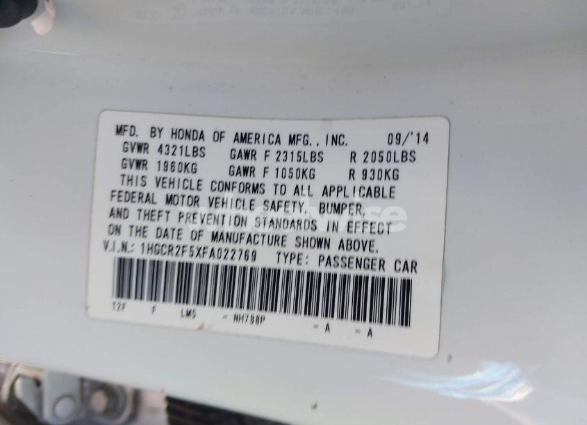 Photo 9 of 2015 Honda Accord SPORT (VIN 1HGCR2F5XFA022769)