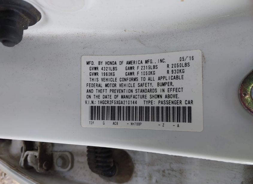 Photo 9 of 2016 Honda Accord SPORT (VIN 1HGCR2F5XGA210144)