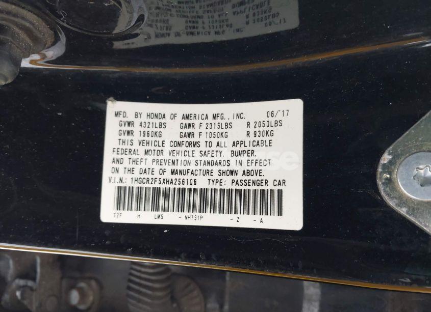 Photo 9 of 2017 Honda Accord SPORT (VIN 1HGCR2F5XHA256106)