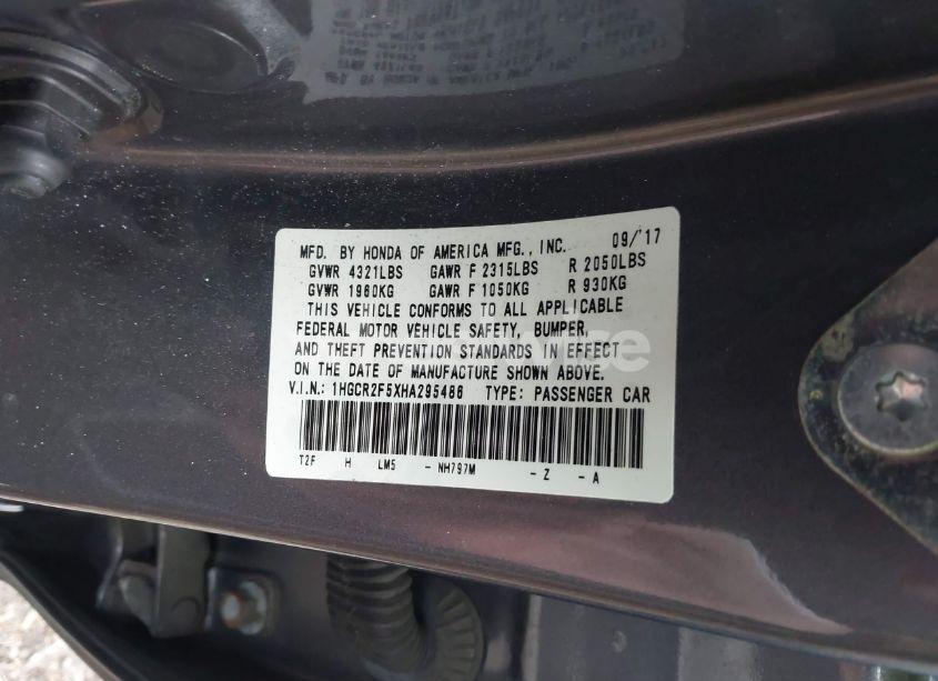 Photo 9 of 2017 Honda Accord SPORT (VIN 1HGCR2F5XHA295486)