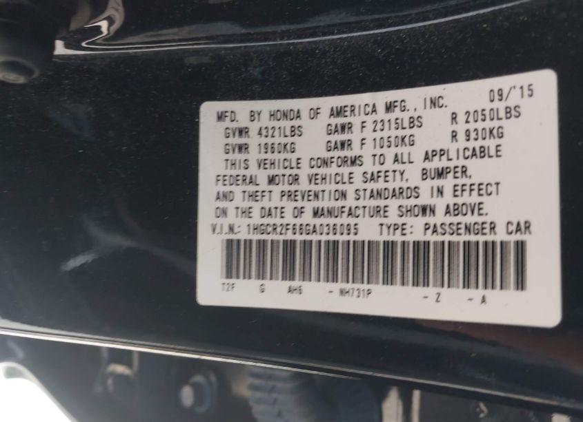 Photo 9 of 2016 Honda Accord SPORT (VIN 1HGCR2F66GA036095)