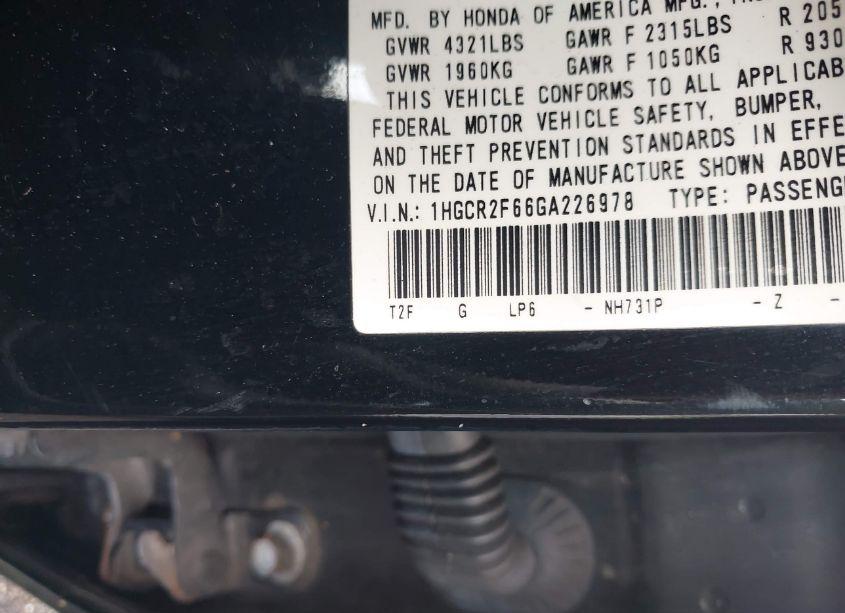 Photo 9 of 2016 Honda Accord SPORT (VIN 1HGCR2F66GA226978)