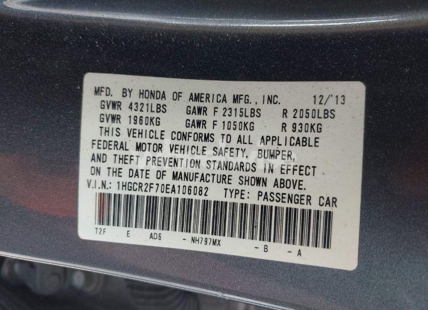 Photo 9 of 2014 Honda Accord EX (VIN 1HGCR2F70EA106082)