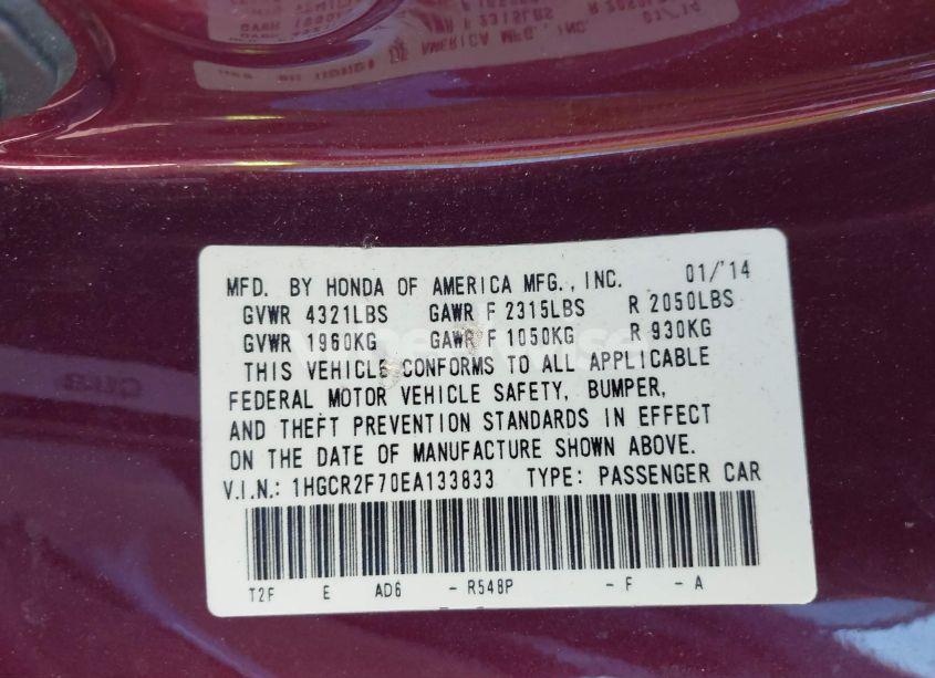 Photo 9 of 2014 Honda Accord EX (VIN 1HGCR2F70EA133833)