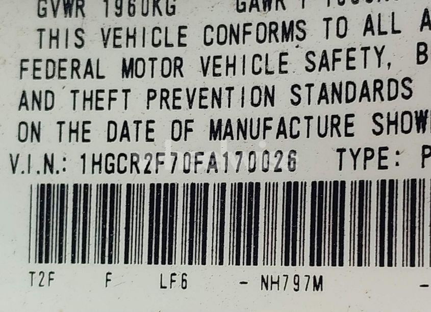 Photo 9 of 2015 Honda Accord EX (VIN 1HGCR2F70FA170026)